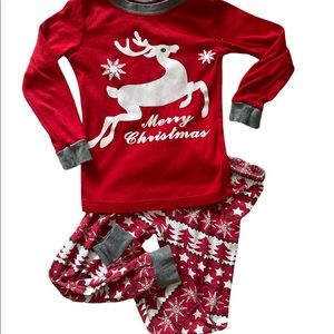 Host Pick Red and White Reindeer Holiday Pajama Set for Kids